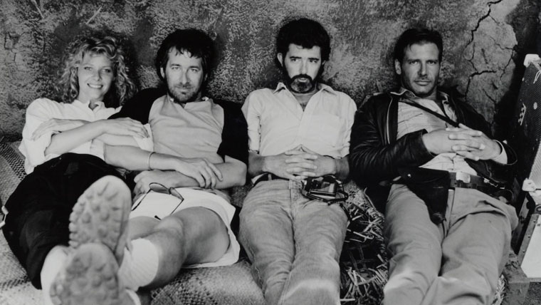 Harrison Ford, Indiana Jones, Steven Spielberg, George Lucas, behind the scenes, detrás de escenas, bts
