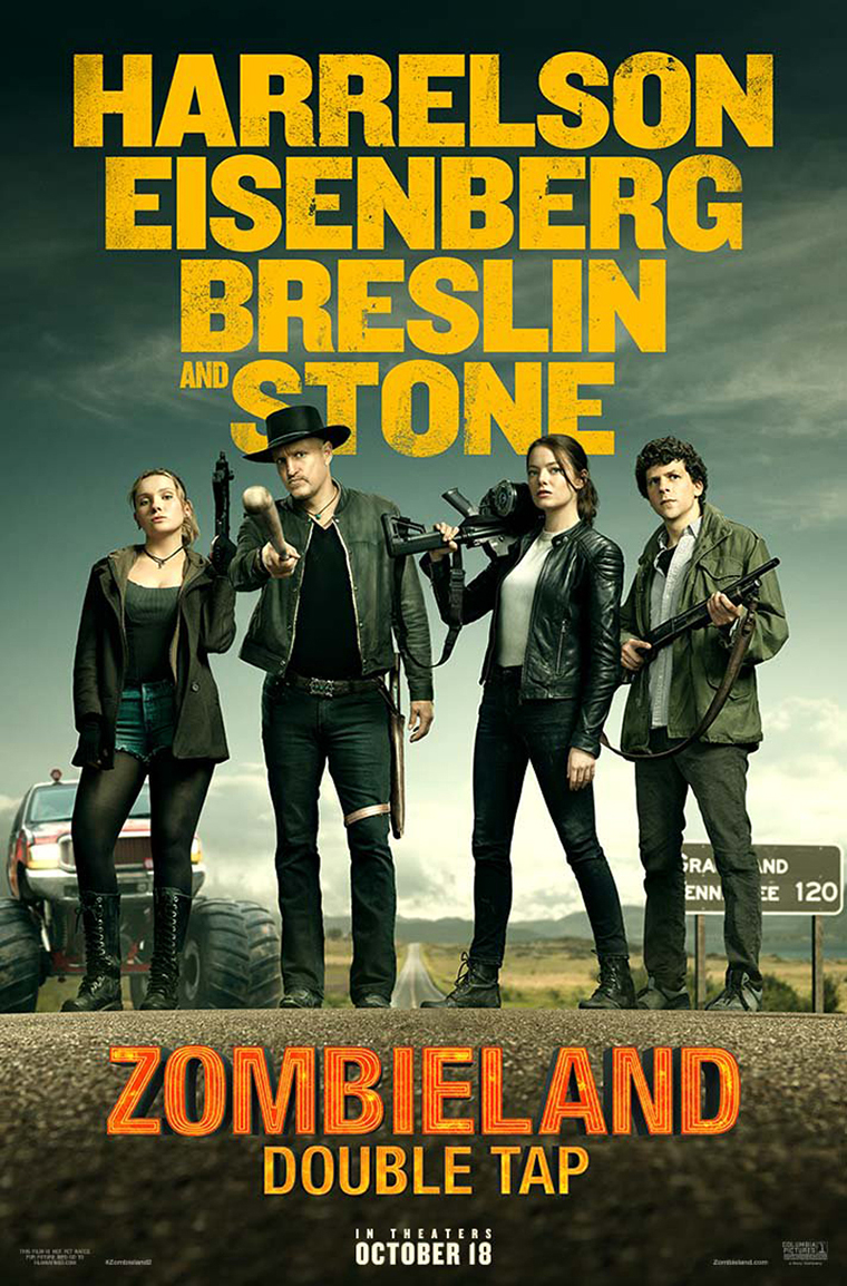 Zombieland: Double Tap, trailer, poster, Emma Stone, Jesse Eisenberg, Woody Harrelson